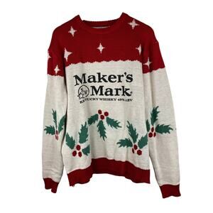Maker's Mark Kentucky Whiskey Men's Size 2XL Holly Christmas Holiday Sweater